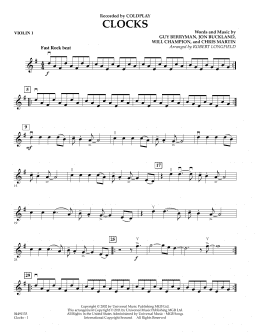page one of Clocks - Violin 1 (String Quartet)
