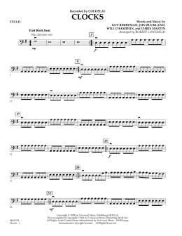 page one of Clocks - Cello (String Quartet)