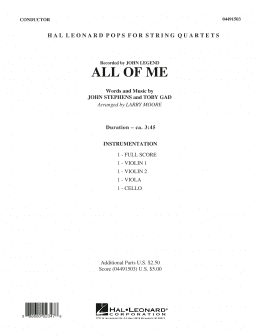 page one of All of Me - Conductor Score (Full Score) (String Quartet)