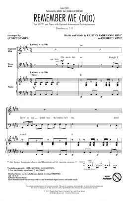 page one of Remember Me (Duo) (from Coco) (arr. Audrey Snyder) (SATB Choir)