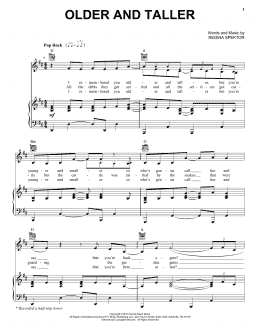 page one of Older And Taller (Piano, Vocal & Guitar Chords (Right-Hand Melody))