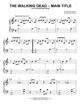 page one of The Walking Dead - Main Title (Big Note Piano)