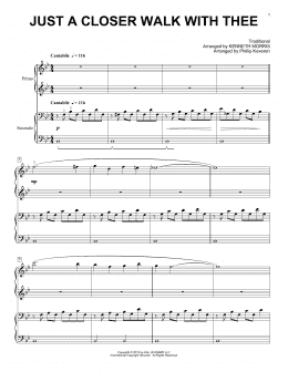 page one of Just A Closer Walk With Thee (arr. Phillip Keveren) (Piano Duet)