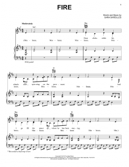 page one of Fire (Piano, Vocal & Guitar Chords (Right-Hand Melody))