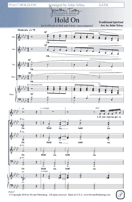 page one of Hold On (SATB Choir)