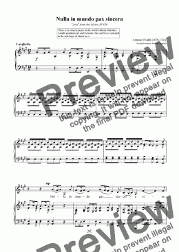 page one of Nulla in mundo pax sincera -  Sheet Music  Download Low Key