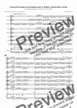 page one of Concerto Grosso in sol minore per 2 violini, violoncello e archi op. 3 ("Estro armonico") n. 2 (RV 578 - F.iv/8 - P 326)