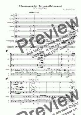 page one of Mozart - E Susanna non vien - Dove sono i bei momenti (dalle Nozze di Figaro) - partitura - orchestral score