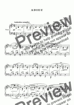 page one of Elgar - ADIEU - piano solo