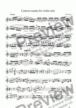 page one of Cartoon sonata for violin solo