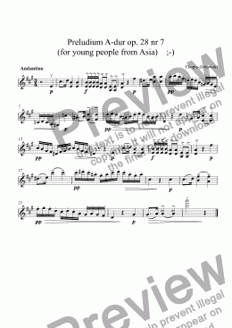 page one of Preludium A-dur op. 28 nr 7  (for young people from Asia)    ;-)