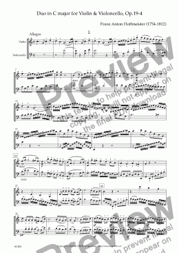 page one of Duo in C major for Violin & Violoncello, Op.19-4
