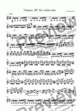 page one of "Games: III" for violin solo