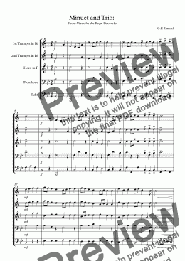 page one of Minuet and Trio:  From Music for the Royal Fireworks