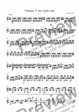page one of "Games: I" for violin solo