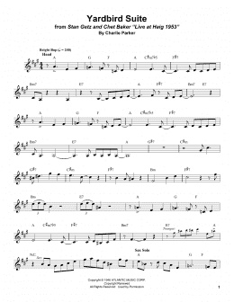 page one of Yardbird Suite (Alto Sax Transcription)