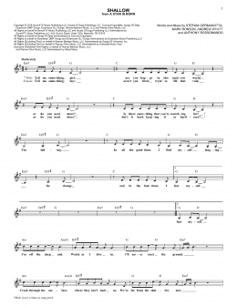 page one of Shallow (from A Star Is Born) (Lead Sheet / Fake Book)