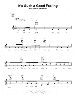 page one of It's Such A Good Feeling (from Mister Rogers' Neighborhood) (Ukulele)