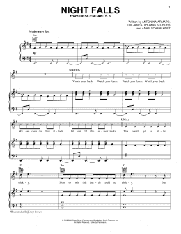 page one of Night Falls (from Disney's Descendants 3) (Piano, Vocal & Guitar Chords (Right-Hand Melody))
