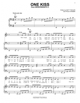 page one of One Kiss (from Disney's Descendants 3) (Piano, Vocal & Guitar Chords (Right-Hand Melody))
