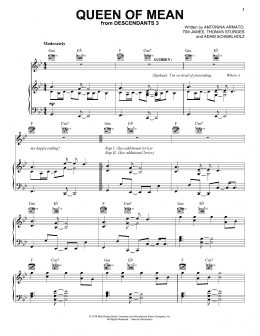 page one of Queen Of Mean (from Disney's Descendants 3) (Piano, Vocal & Guitar Chords (Right-Hand Melody))