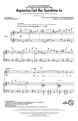 page one of Aquarius / Let the Sunshine In (from the musical Hair) (arr. Roger Emerson) (SAB Choir)