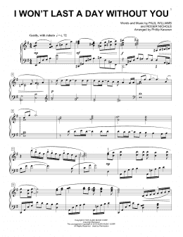 page one of I Won't Last A Day Without You (arr. Phillip Keveren) (Piano Solo)