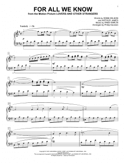 page one of For All We Know (arr. Phillip Keveren) (Piano Solo)