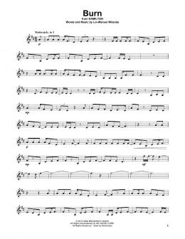 page one of Burn (from Hamilton) (Violin Solo)