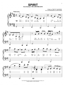 page one of Spirit (from The Lion King 2019) (Big Note Piano)
