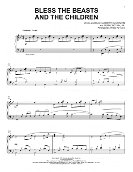 page one of Bless The Beasts And Children (arr. Phillip Keveren) (Piano Solo)