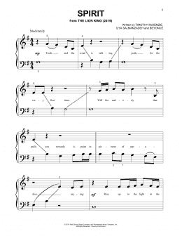 page one of Spirit (from The Lion King 2019) (Beginning Piano Solo)