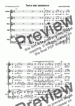 page one of Brooks-Davies: Tantum ergo Sacramentum (Before the Holy Mystery) SATB choir + piano/organ. In Latin.