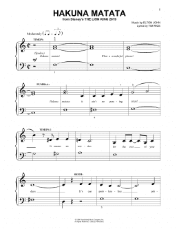 page one of Hakuna Matata (from The Lion King 2019) (Beginning Piano Solo)