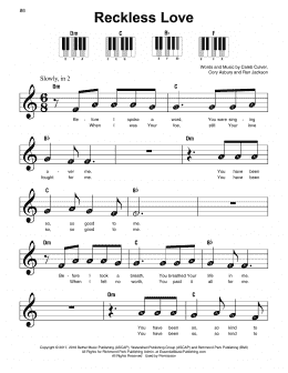 page one of Reckless Love (Super Easy Piano)