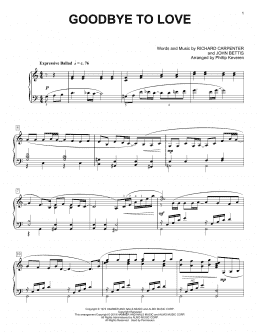page one of Goodbye To Love (arr. Phillip Keveren) (Piano Solo)