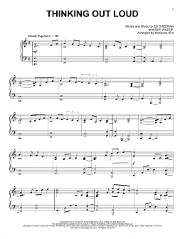 page one of Thinking Out Loud (arr. Marianne Kim) (Piano Solo)
