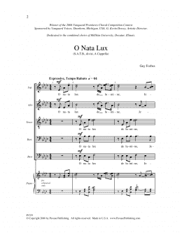page one of O Nata Lux (SATB Choir)
