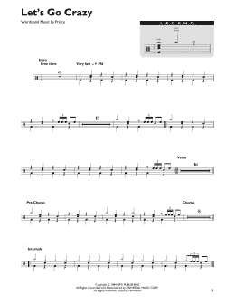 page one of Let's Go Crazy (Drum Chart)