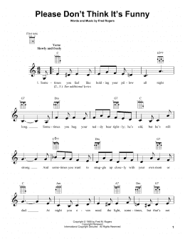 page one of Please Don't Think It's Funny (from Mister Rogers' Neighborhood) (Ukulele)
