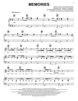 page one of Memories (Piano, Vocal & Guitar Chords (Right-Hand Melody))