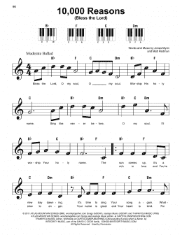 page one of 10,000 Reasons (Bless The Lord) (Super Easy Piano)