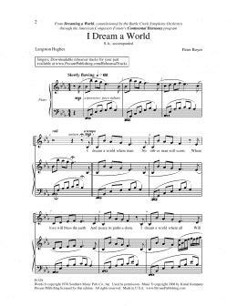 page one of I Dream A World (2-Part Choir)
