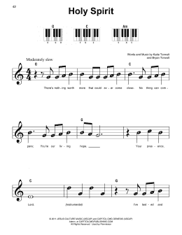 page one of Holy Spirit (Super Easy Piano)