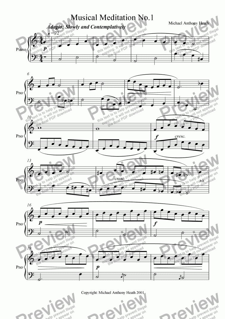 page one of Musical Meditation No. 1