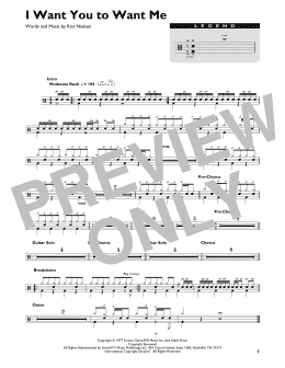 page one of I Want You To Want Me (Drum Chart)