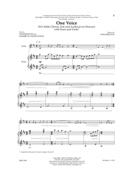 page one of One Voice (SSA Choir)