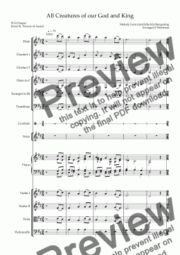 page one of All Creatures of our God and King - Training Orchestra Hymn Arrangement & Descant