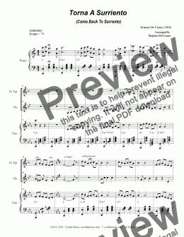 page one of Torna A Surriento (Come Back to Sorrento) (Duet for Bb-Trumpet and French Horn)