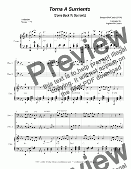 page one of Torna A Surriento (Come Back to Sorrento) (Trombone Duet)
